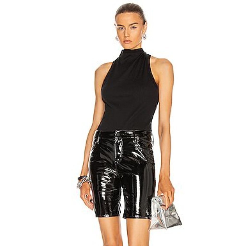 RtA ​Toure Coated Vinyl Finish Bombette Black Shorts NWT Size 30